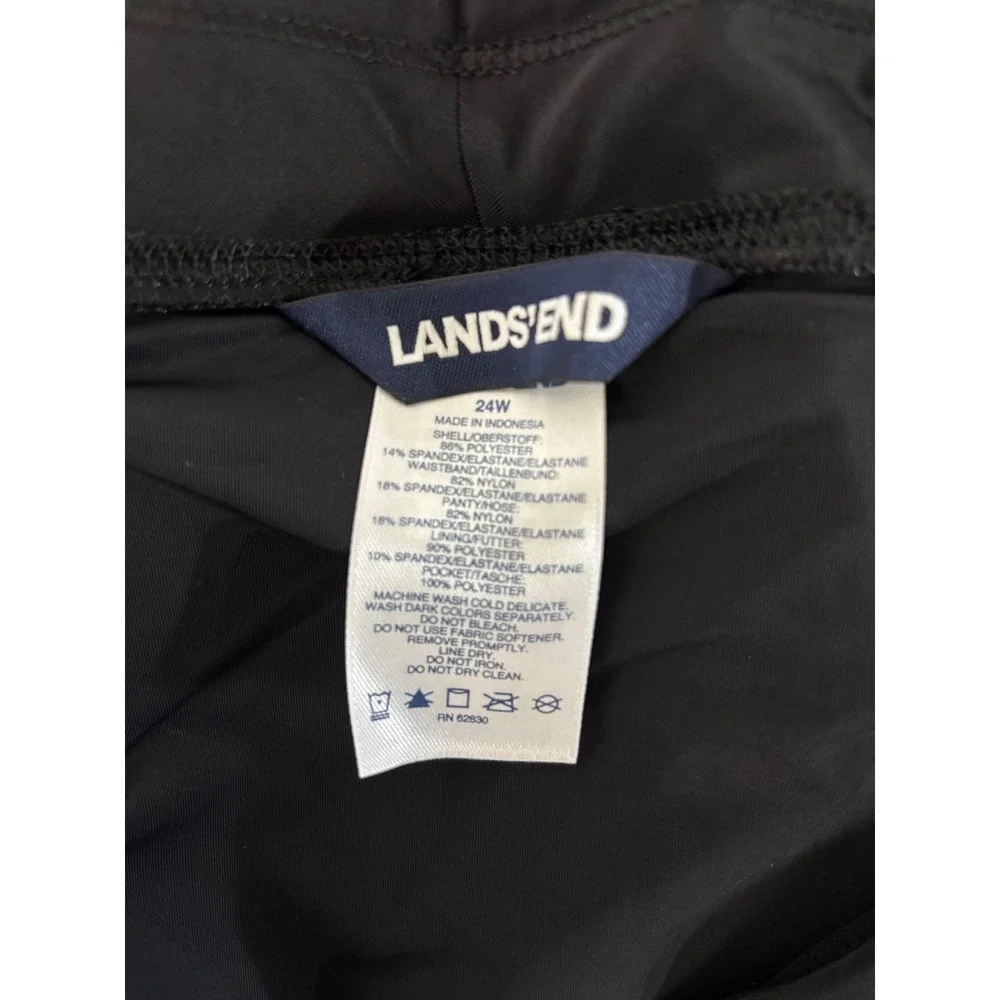 Lands End Womens 24W Black Active Swim Shorts Pockets Built-in Liner Boardshort - Picture 2 of 2